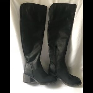 So 7M  Black to the knee Boots Riding, Biker Heel